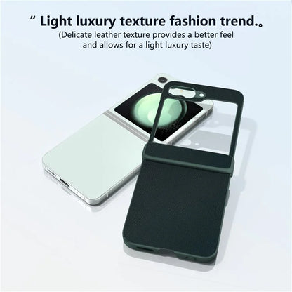 For Samsung Galaxy Z Flip5 5G Case Leather + PC Slim Phone Cover Hinge Protection