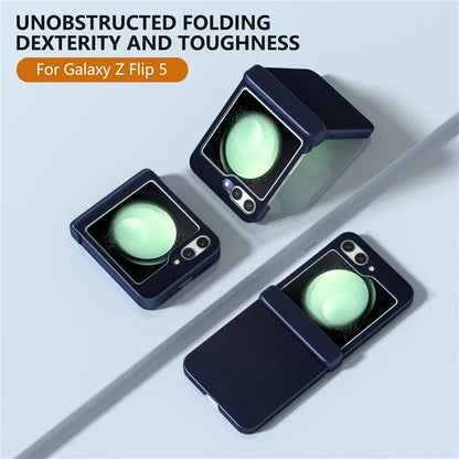 For Samsung Galaxy Z Flip5 5G Case Leather + PC Slim Phone Cover Hinge Protection