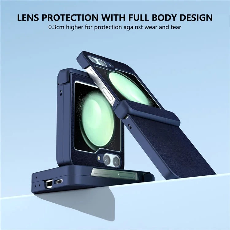 For Samsung Galaxy Z Flip5 5G Case Leather + PC Slim Phone Cover Hinge Protection