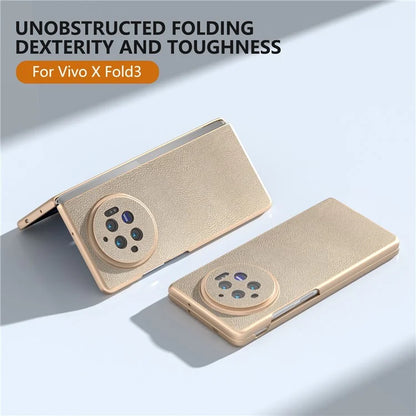 For vivo X Fold3 Case PU Leather Coated Hard PC Folding Phone Cover