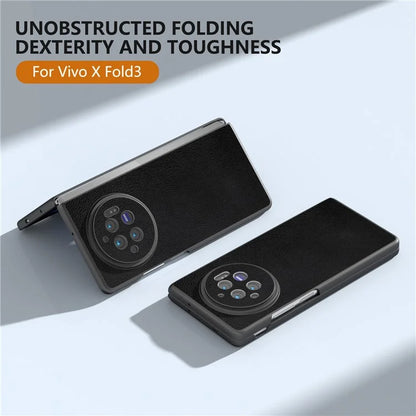 For vivo X Fold3 Case PU Leather Coated Hard PC Folding Phone Cover