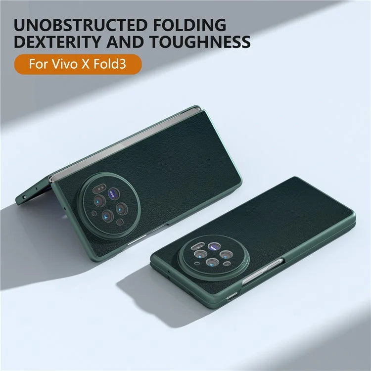 For vivo X Fold3 Case PU Leather Coated Hard PC Folding Phone Cover