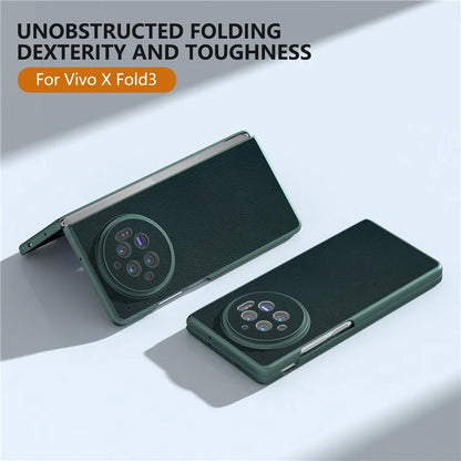 For vivo X Fold3 Case PU Leather Coated Hard PC Folding Phone Cover
