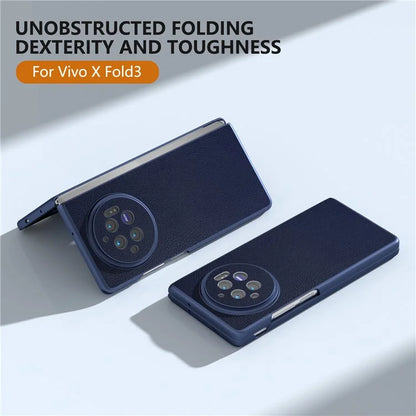 For vivo X Fold3 Case PU Leather Coated Hard PC Folding Phone Cover