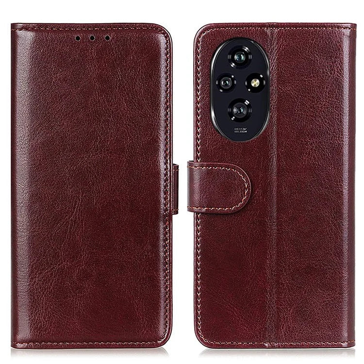 For Honor 200 Pro 5G Case PU Leather Phone Wallet Cover Crazy Horse Texture