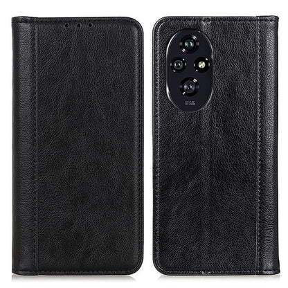 For Honor 200 Pro 5G Case Split Leather Litchi Texture Phone Cover Wallet Stand
