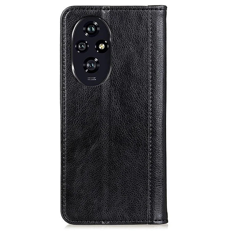 For Honor 200 Pro 5G Case Split Leather Litchi Texture Phone Cover Wallet Stand