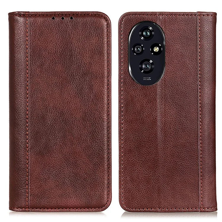 For Honor 200 Pro 5G Case Split Leather Litchi Texture Phone Cover Wallet Stand