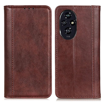 For Honor 200 Pro 5G Case Split Leather Litchi Texture Phone Cover Wallet Stand