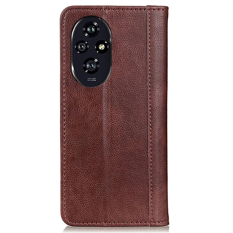 For Honor 200 Pro 5G Case Split Leather Litchi Texture Phone Cover Wallet Stand