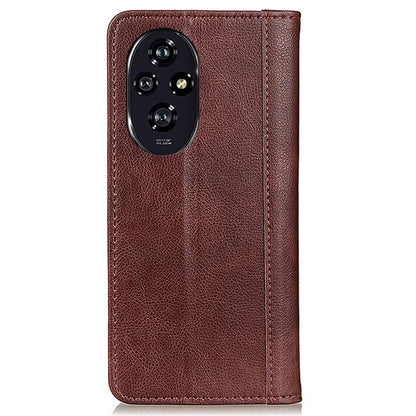 For Honor 200 Pro 5G Case Split Leather Litchi Texture Phone Cover Wallet Stand