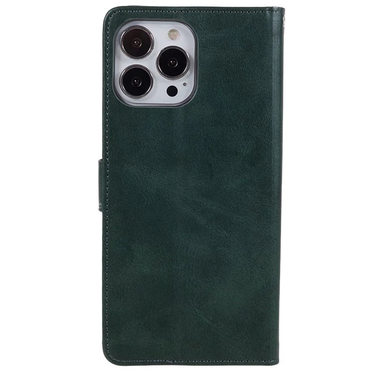 For iPhone 16 Pro Max Case Calf Texture Leather Phone Cover Side Magnetic Clasp