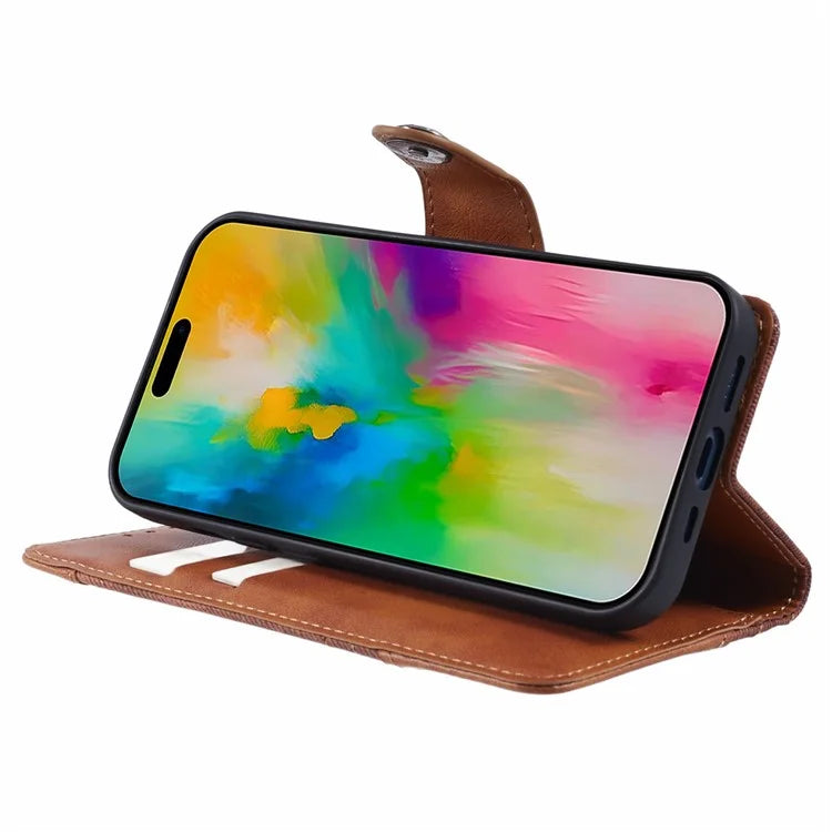 For iPhone 16 Pro Max Case Flip Stand Leather Splicing Phone Cover