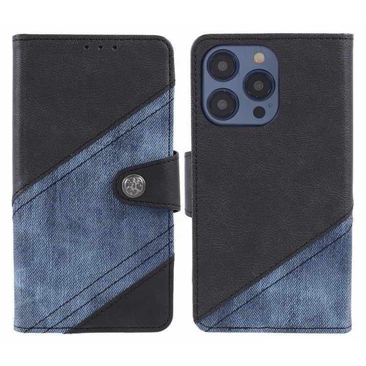 For iPhone 16 Pro Max Case Flip Stand Leather Splicing Phone Cover