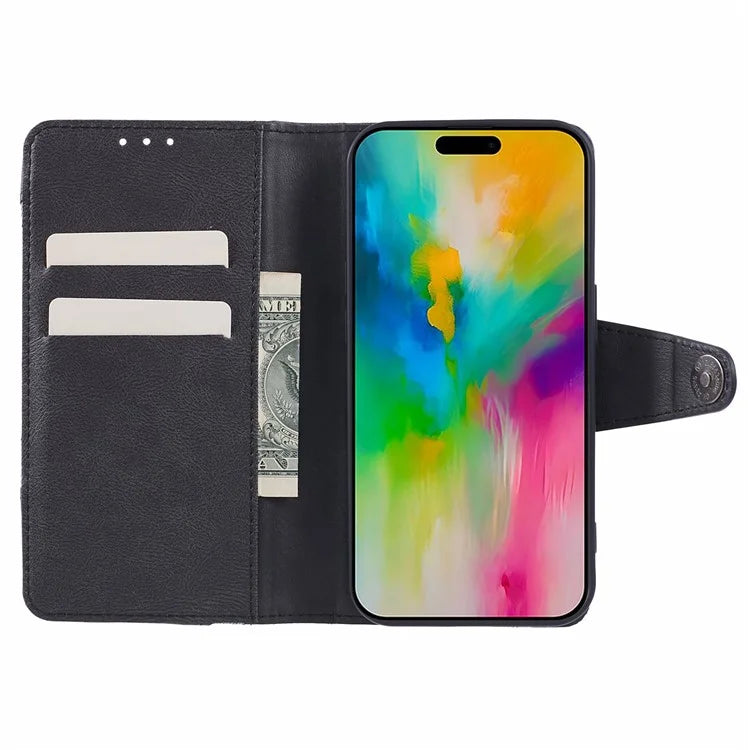 For iPhone 16 Pro Max Case Flip Stand Leather Splicing Phone Cover
