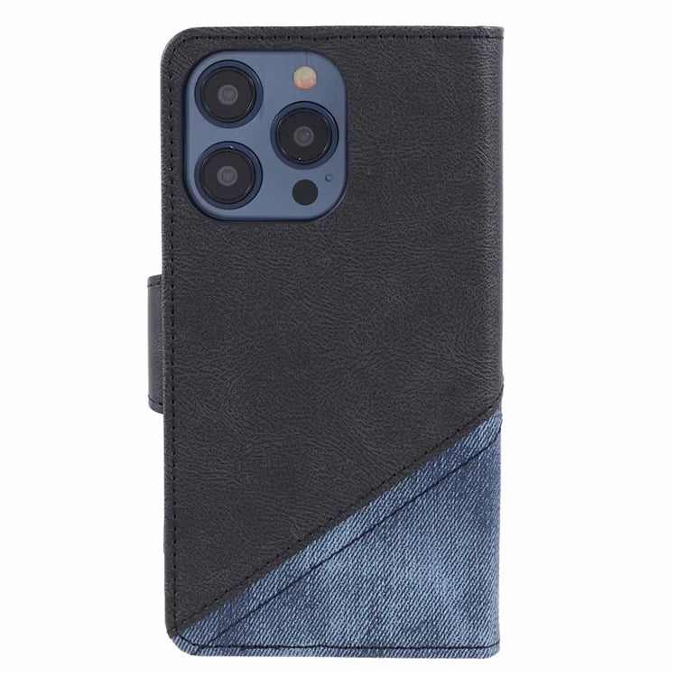 For iPhone 16 Pro Max Case Flip Stand Leather Splicing Phone Cover