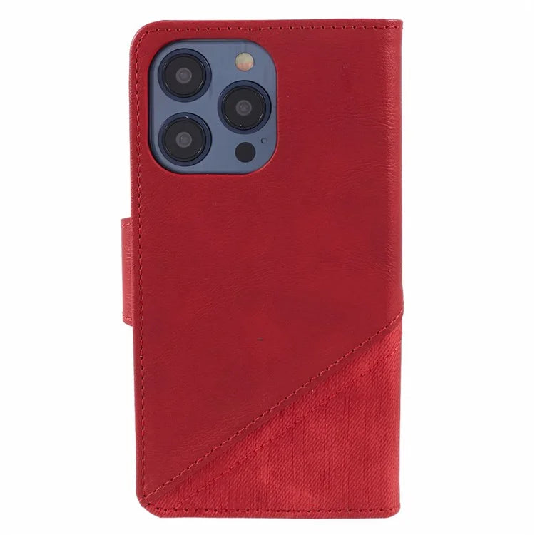 For iPhone 16 Pro Max Case Flip Stand Leather Splicing Phone Cover