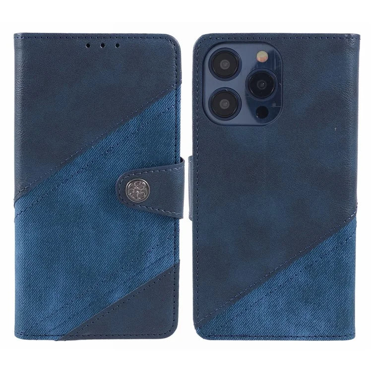 For iPhone 16 Pro Max Case Flip Stand Leather Splicing Phone Cover