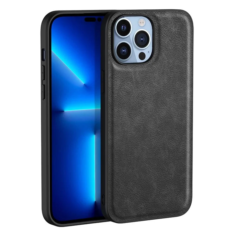 For iPhone 16 Pro Max Case Retro PU Leather Coated PC+TPU Phone Cover