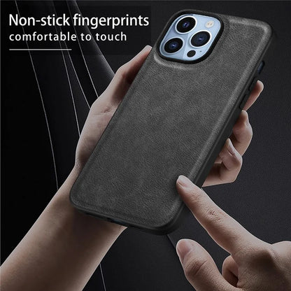 For iPhone 16 Pro Max Case Retro PU Leather Coated PC+TPU Phone Cover
