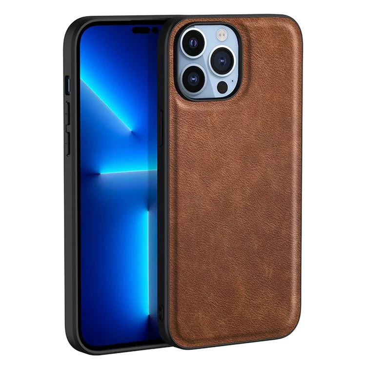 For iPhone 16 Pro Max Case Retro PU Leather Coated PC+TPU Phone Cover