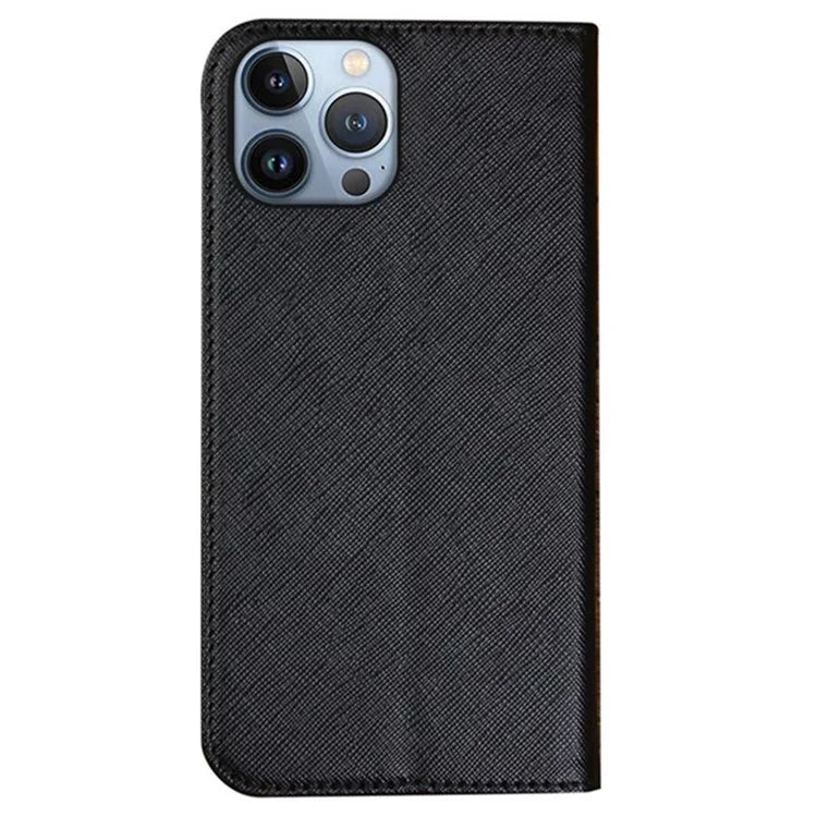 For iPhone 16 Pro Max Case Magnetic Closure Cross Texture PU Leather Phone Cover