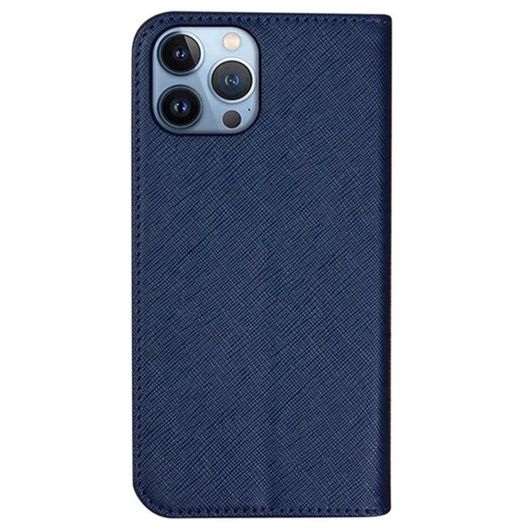 For iPhone 16 Pro Max Case Magnetic Closure Cross Texture PU Leather Phone Cover