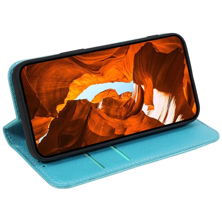 For iPhone 16 Pro Max Case Magnetic Closure Cross Texture PU Leather Phone Cover