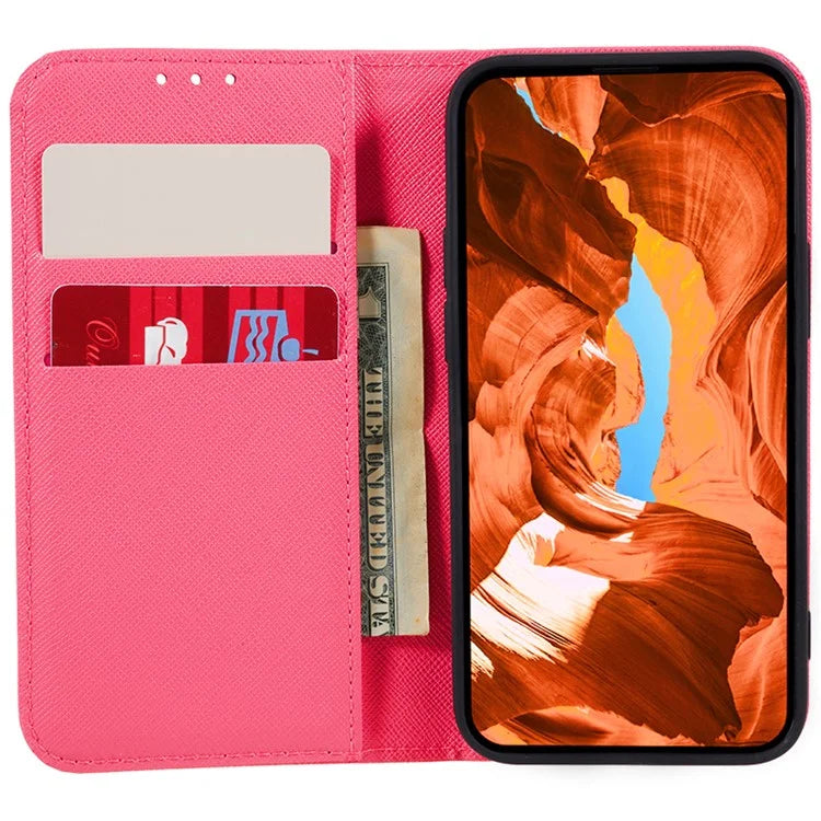 For iPhone 16 Pro Max Case Magnetic Closure Cross Texture PU Leather Phone Cover