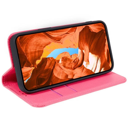 For iPhone 16 Pro Max Case Magnetic Closure Cross Texture PU Leather Phone Cover