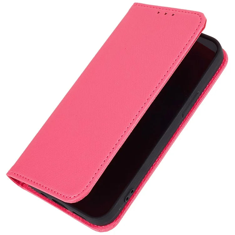 For iPhone 16 Pro Max Case Magnetic Closure Cross Texture PU Leather Phone Cover