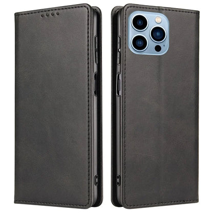For iPhone 16 Pro Case Leather Phone Cover Strong Magnetic Card Holder