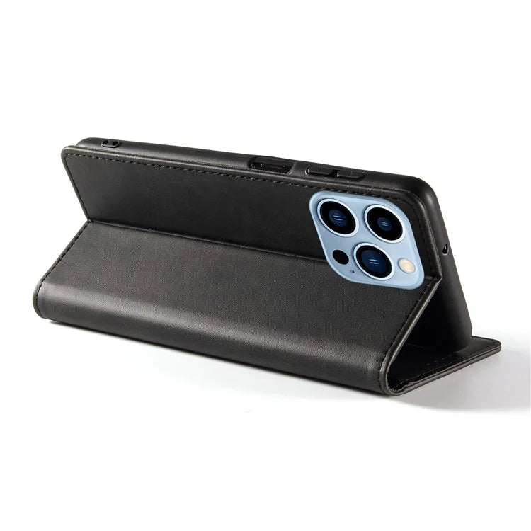 For iPhone 16 Pro Case Leather Phone Cover Strong Magnetic Card Holder