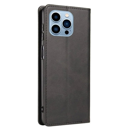 For iPhone 16 Pro Case Leather Phone Cover Strong Magnetic Card Holder