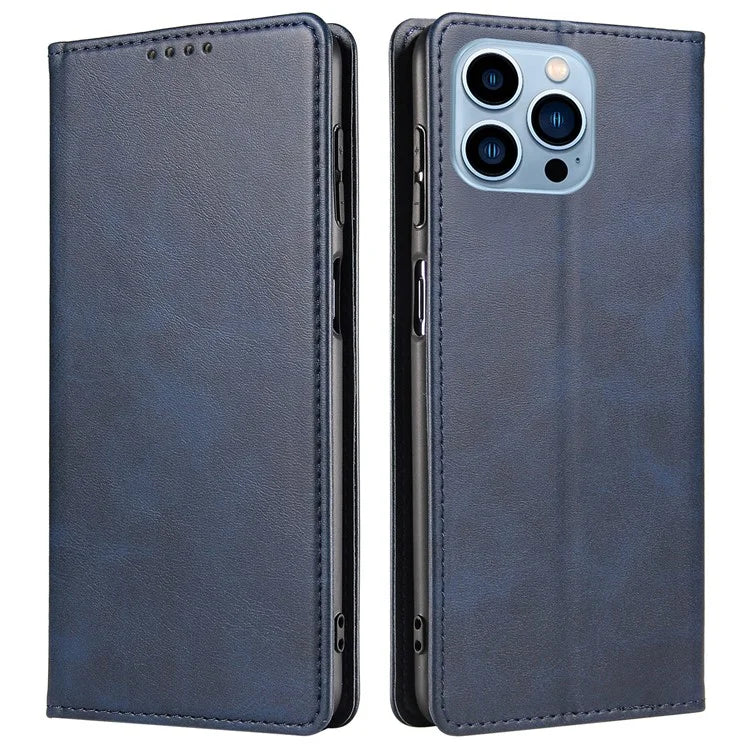 For iPhone 16 Pro Case Leather Phone Cover Strong Magnetic Card Holder