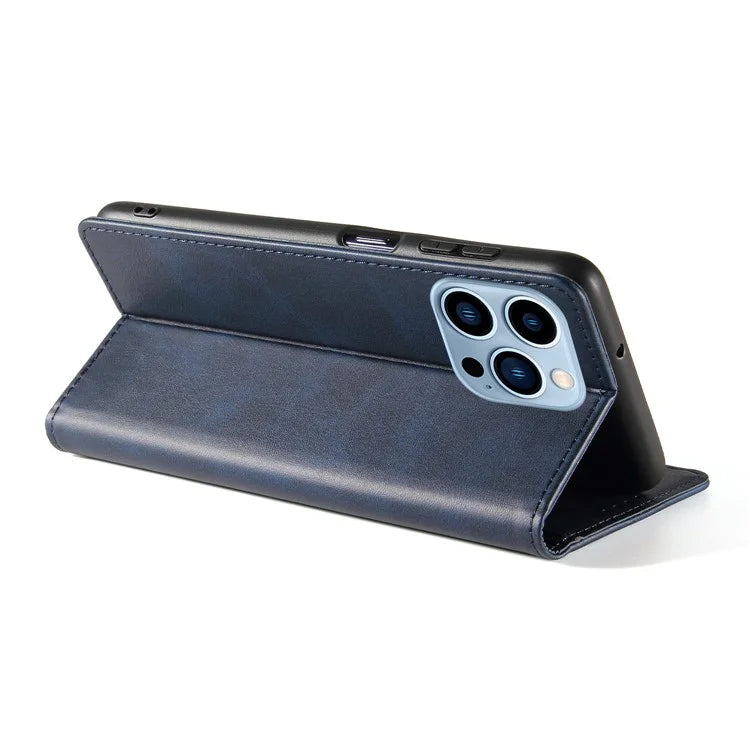 For iPhone 16 Pro Case Leather Phone Cover Strong Magnetic Card Holder
