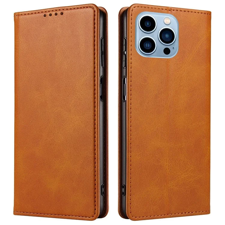 For iPhone 16 Pro Case Leather Phone Cover Strong Magnetic Card Holder