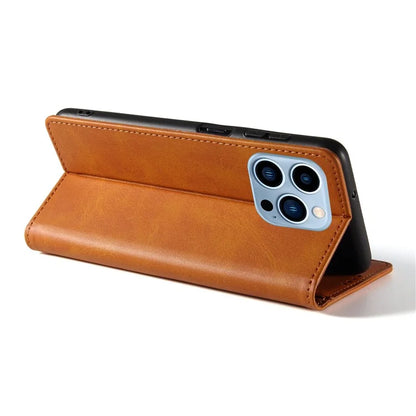 For iPhone 16 Pro Case Leather Phone Cover Strong Magnetic Card Holder