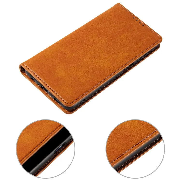 For iPhone 16 Pro Case Leather Phone Cover Strong Magnetic Card Holder