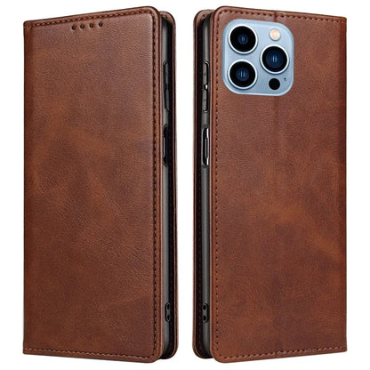 For iPhone 16 Pro Case Leather Phone Cover Strong Magnetic Card Holder