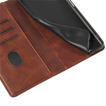 For iPhone 16 Pro Case Leather Phone Cover Strong Magnetic Card Holder