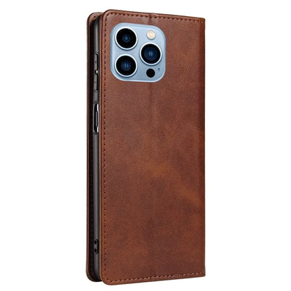 For iPhone 16 Pro Case Leather Phone Cover Strong Magnetic Card Holder
