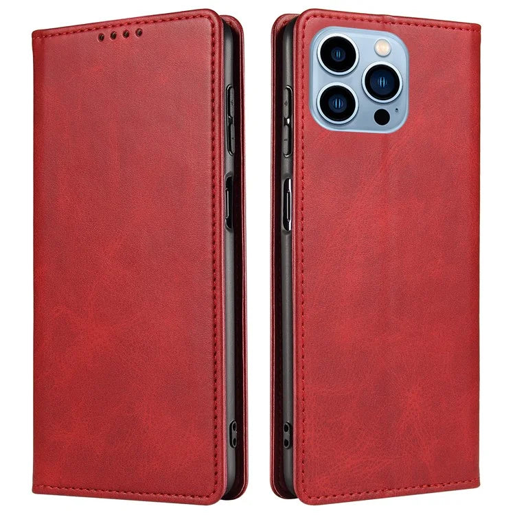 For iPhone 16 Pro Case Leather Phone Cover Strong Magnetic Card Holder