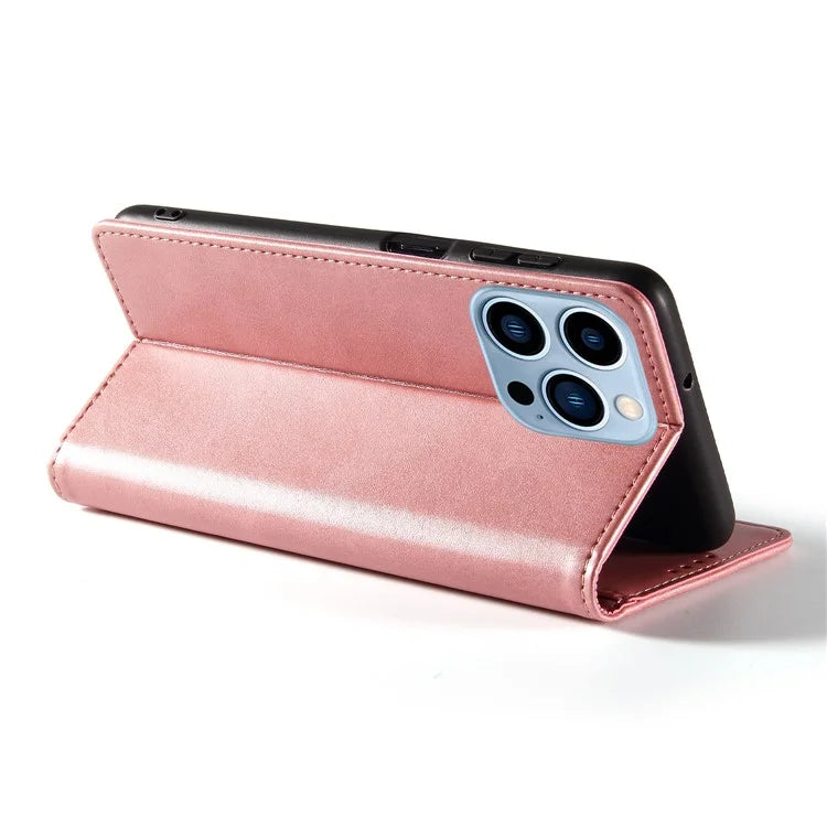 For iPhone 16 Pro Case Leather Phone Cover Strong Magnetic Card Holder