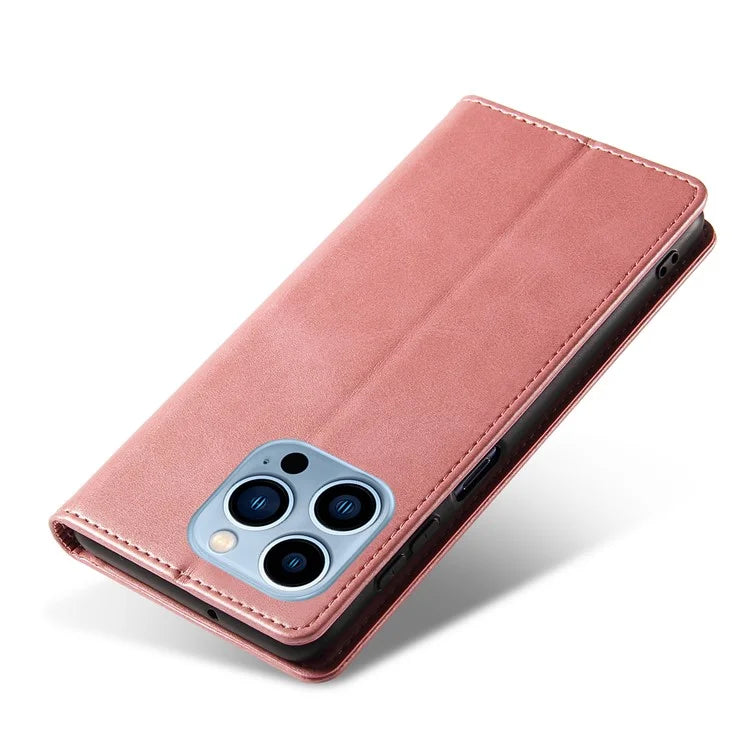 For iPhone 16 Pro Case Leather Phone Cover Strong Magnetic Card Holder
