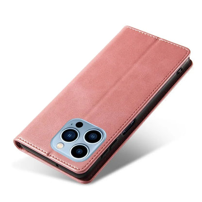 For iPhone 16 Pro Case Leather Phone Cover Strong Magnetic Card Holder