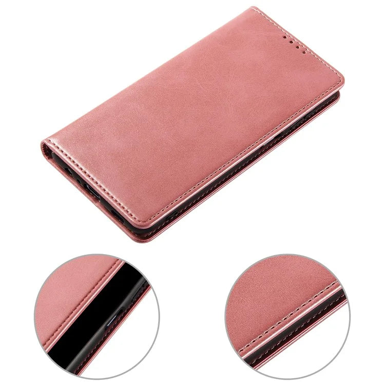 For iPhone 16 Pro Case Leather Phone Cover Strong Magnetic Card Holder