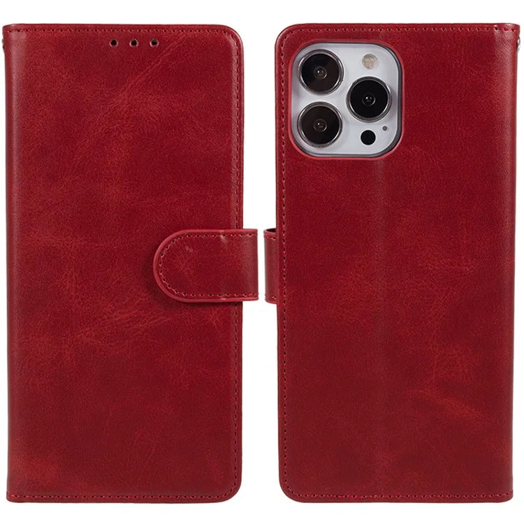 For iPhone 16 Pro Case PU Leather Wallet Calf Texture Phone Cover