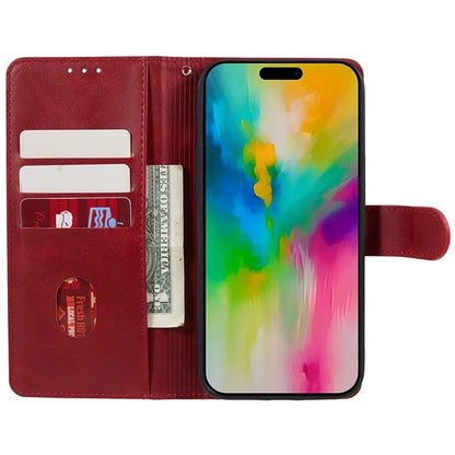 For iPhone 16 Pro Case PU Leather Wallet Calf Texture Phone Cover