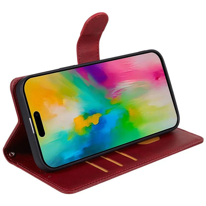 For iPhone 16 Pro Case PU Leather Wallet Calf Texture Phone Cover